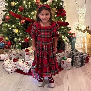 Mini Madeline Dress in Holiday Plaid - Size 4-5T